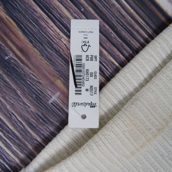 Madewell Womens Medium Ivory White Jacquard Funnelneck Top - Picture 2 of 7